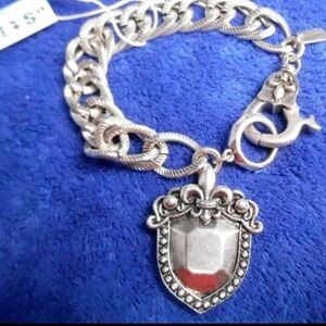 MENS STIGMA CELTIC OXIDIZED BRACELET SIGNED NW ENGRAVABLE 8.5” Fleur De Lis